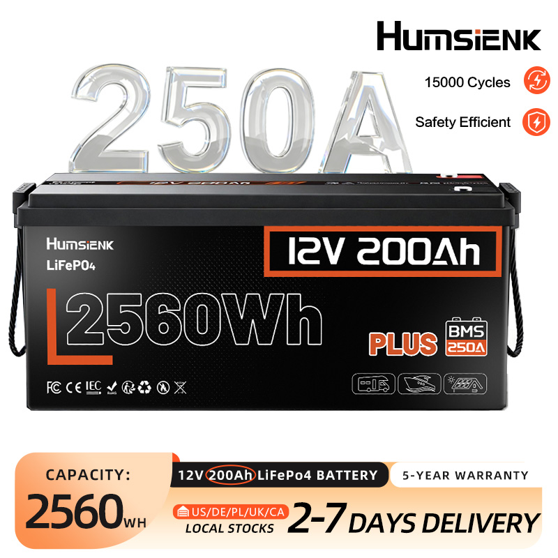 Renewable Energy Source - Humsienk 12V 200Ah LiFePO4 Battery, Built-in