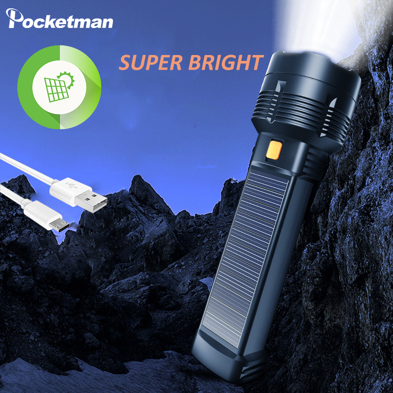 Renewable Energy Source - Solar-powered Flashlight Super Bright Portable USB