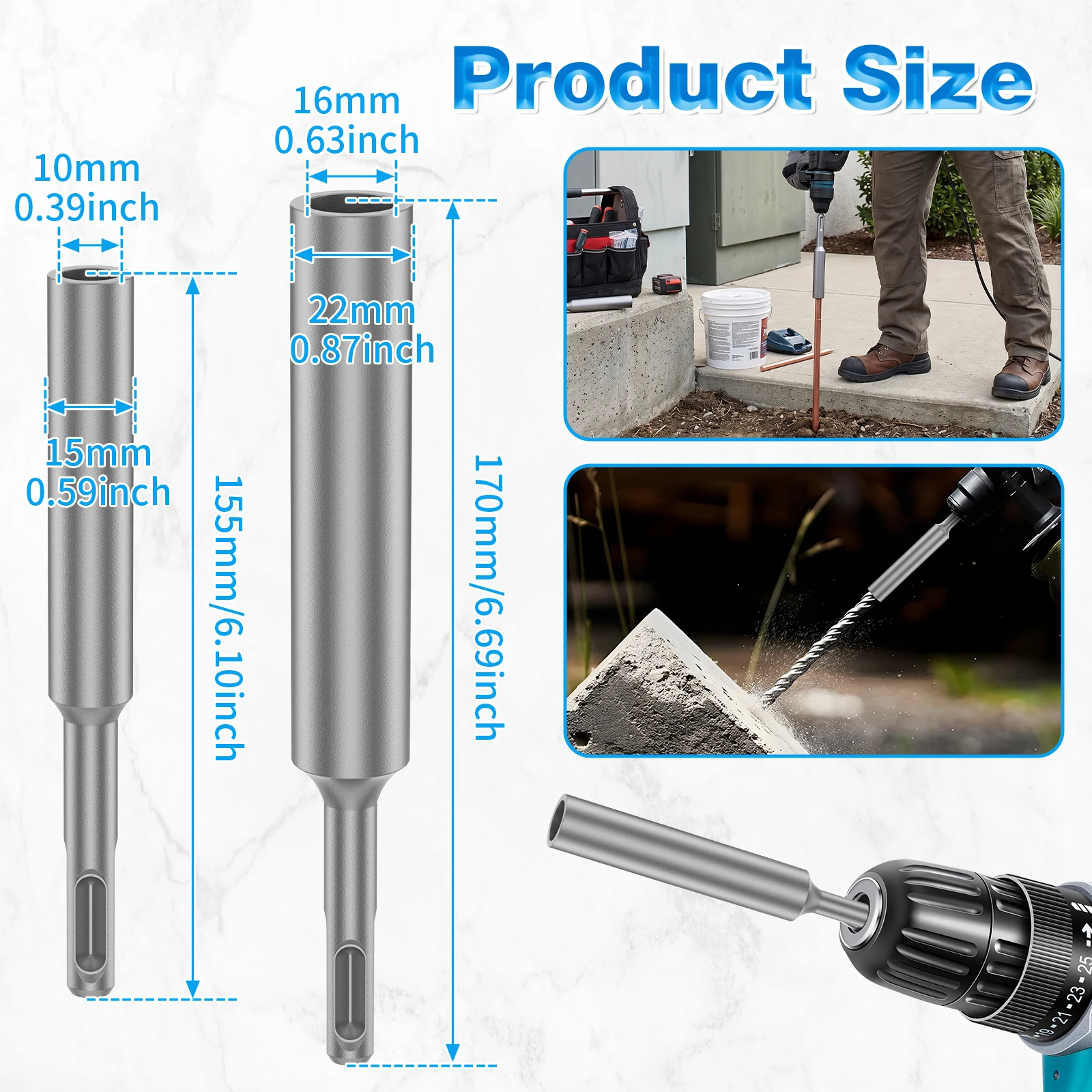 2Pcs SDS Plus Ground Rod Drive - Earthing Grounding Rod incelemesi ve fiyatı
