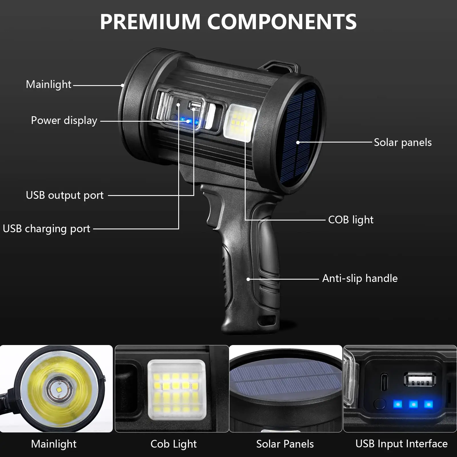 Rechargeable Spotlight, 1000,0 - Renewable Energy Source incelemesi ve fiyatı